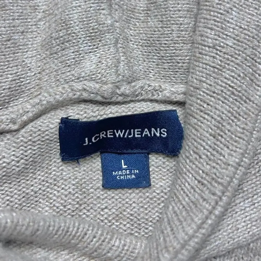 J.Crew Y2k Vintage Beige Cotton Wool Knit Hoodie Sweater Large